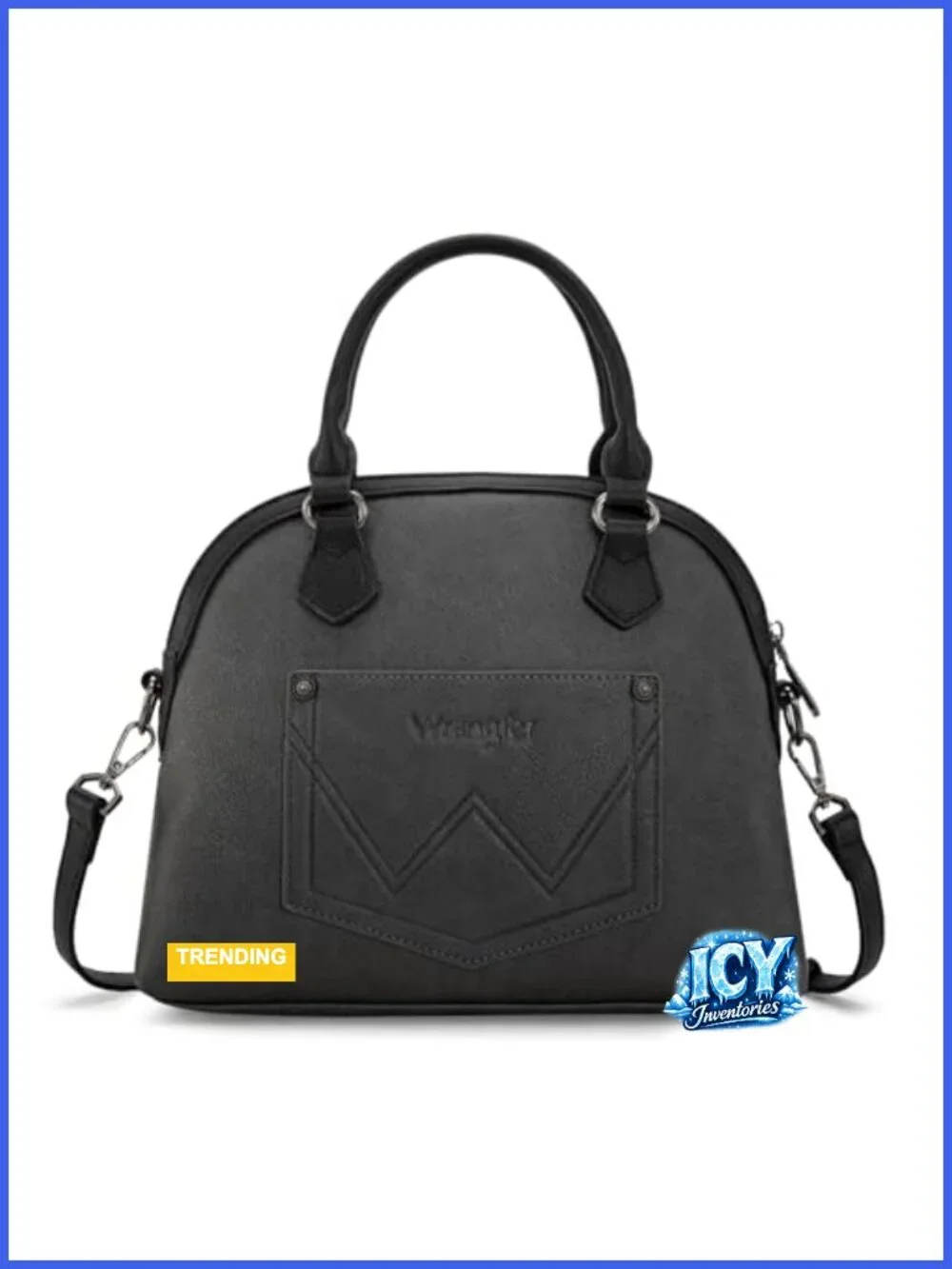 Faux Leather Satchel Bag with Crossbody Strap Women's Handbag